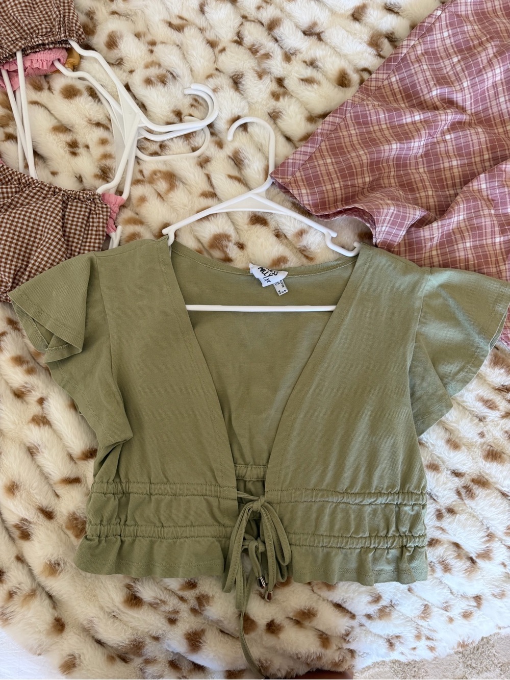 Princess Polly Olive Green Drawstring Wrap Crop Top